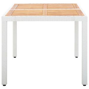 VidaXL fehér polyrattan és tömör akácfa kerti asztal 150 x 90 x 75 cm