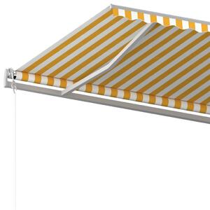 VidaXL sárga és fehér kézzel kihúzható napellenző póznákkal 6 x 3 m