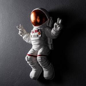 Peace Sign Astronaut - 3 Fali dekoráció 35x10x47 Fehér-Bronz