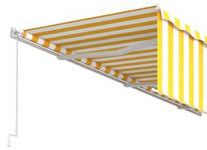 VidaXL sárga és fehér kézzel kihúzható napellenző redőnnyel 6 x 3 m