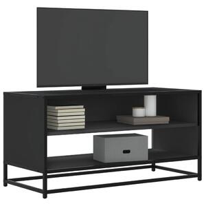 Fekete szerelt fa és fém TV-szekrény 91x40x46 cm