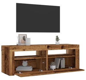 Antik fa színű szerelt fa TV-szekrény LED-ekkel 120x35x40 cm