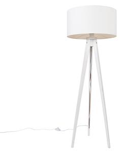 Modern állólámpa állvány fehér, fehér árnyalattal 50 cm - Tripod Classic