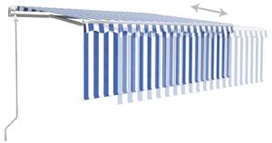 VidaXL kék-fehér redőnyös, szélérzékelős, LED-es napellenző 4x3 m