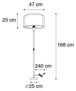 Acél állólámpa fekete/fehér búrával 45 cm állítható - Parte