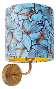 Vintage fali lámpa arany pillangó bársony árnyalattal - Matt