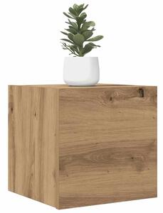 2 db kézműves tölgy falra szerelhető TV-szekrény 30,5x30x30 cm