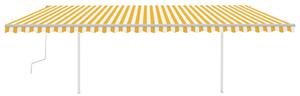 VidaXL sárga és fehér kézzel kihúzható napellenző póznákkal 6 x 3 m