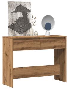 Kézműves tölgy színű szerelt fa dohányzóasztal 100x35x76,5 cm
