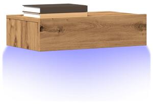 Kézműves tölgy színű TV-szekrény LED-lámpákkal 60x35x15,5 cm
