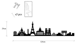 Paris Skyline Fali fém dekoráció 120x29 Fekete
