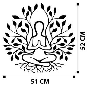 Yoga Fali fém dekoráció 51x52 Fekete