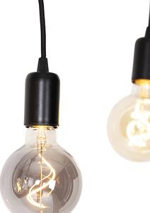 Modern függesztett lámpa, fekete, 6 fényes sodrott kábel - Könnyű