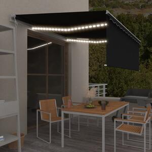VidaXL szürke redőnyös, LED-es, szélérzékelős napellenző 4,5 x 3 m