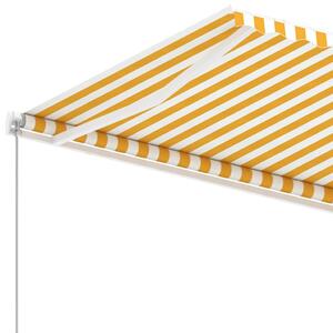 VidaXL sárga-fehér kézzel kihúzható póznás napellenző 300 x 250 cm