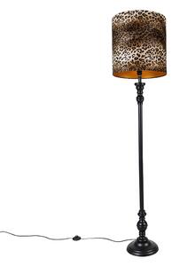 Állólámpa fekete, 40 cm-es leopárd árnyalattal - Classico
