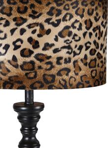 Állólámpa fekete, 40 cm-es leopárd árnyalattal - Classico