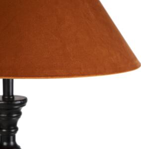 Állólámpa fekete, velúr árnyalatú narancssárga 55 cm - Classico