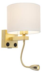 Arany fali lámpa USB fehér árnyalattal - Brescia Combi