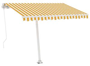 VidaXL sárga-fehér kézzel kihúzható póznás napellenző 350 x 250 cm