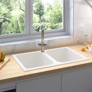 Konyhai mosogató Fehér 76 x 48 x 30 cm Vízjáték és gyanta