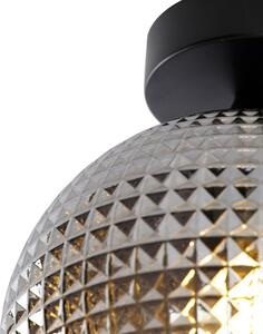 Art Deco mennyezeti lámpa fekete füstüveggel - gömb