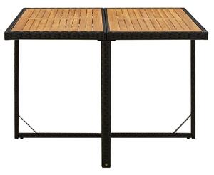 VidaXL fekete polyrattan és tömör akácfa kerti asztal 109x107x74 cm
