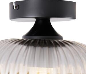 Art Deco mennyezeti lámpa fekete füstüveggel - Karel