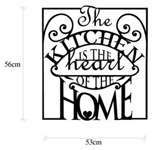 The Kitchen Is The Heart Of The Home Fali fém dekoráció 56x53 Fekete
