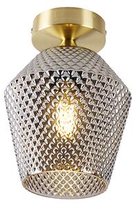 Art Deco mennyezeti lámpa sárgaréz füstüveggel - Karce
