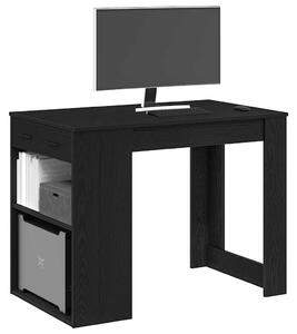 Íróasztal fiókkal polccal fekete tölgy 102x62x77,5cm gépelt fa