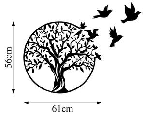 Tree And Birds Fali fém dekoráció 61x56 Fekete