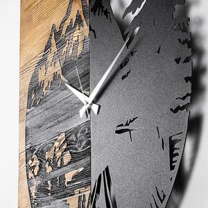 Wooden Clock 19 Dekoratív fa falióra 56x3x58 Dió Fekete