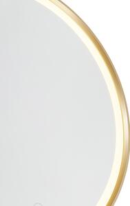 Kerek fürdőszoba tükör, arany, 50 cm, LED-rel, fényérzékelővel - Miral