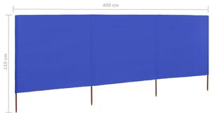 VidaXL 3 paneles azúrkék szövet szélfogó 400 x 80 cm