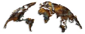 World Map Medium - 3 Fali fém dekoráció 150x59 Multicolor