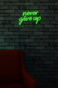 Never Give Up - Green Dekoratív műanyag LED világítás 40x2x23 Zöld