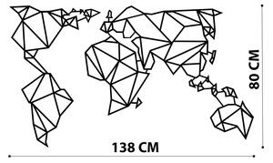World Map Metal Decor 4 Fali fém dekoráció 140x80 Fekete