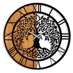 Wooden Clock - 64 Dekoratív fa falióra 56x56 Dió-Fekete