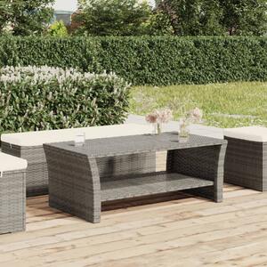 Szürke polyrattan dohányzóasztal 100 x 50 x 40 cm