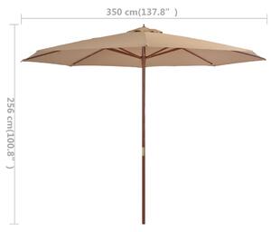 VidaXL tópszínű kültéri napernyő farúddal 350 cm