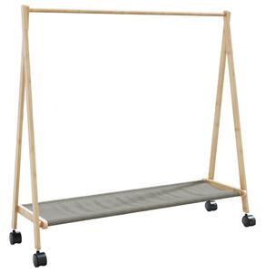 Bambusz ruhaállvány polcokkal és kerekekkel 103 x 40 x 183 cm