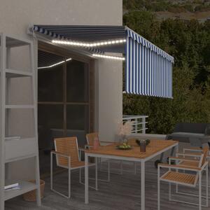 VidaXL kék/fehér szélérzékelős, LED-es napellenző redőnnyel 3x2,5 m