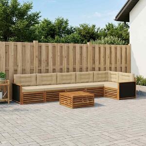 VidaXL Kültéri kanapé szett 7 pcs Természetes és bézs 79 x 79 x 37 cm