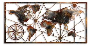 World Map Large - 3 Fali fém dekoráció 120x60 Multicolor