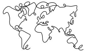 World Map Fali fém dekoráció 120x2x70 Fekete