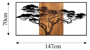 Acacia Tree - 328 Fa fali dekoráció 147x3x70 Fekete-Dió
