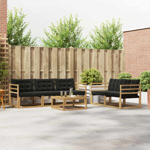 VidaXL Kültéri kanapé szett 6 pcs Fehér és Fekete 79 x 79 x 37 cm
