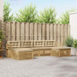 VidaXL Kültéri kanapé szett 6 pcs Fehér és Bézs 325 x 162,5 x 73 cm