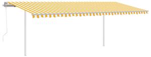 VidaXL sárga-fehér automata napellenző póznákkal 6 x 3,5 m